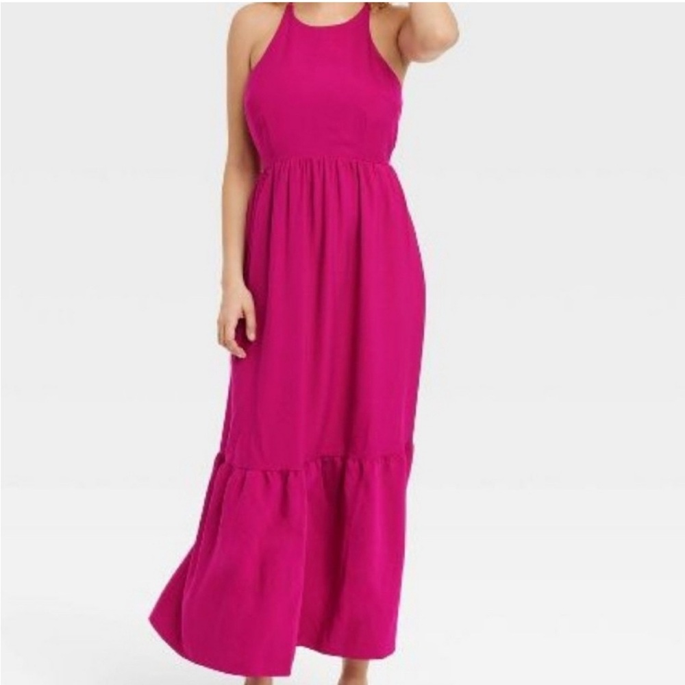 A New Day | Tiered Maxi Dress in Fuchsia